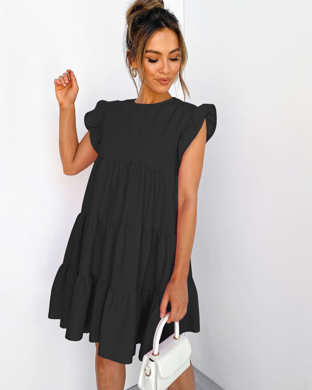 Ruffle Sleeve Tiered Soft Girl Dress