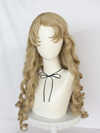 Synthetic 26inch Princess Curly Wavy Long Brown Sleeping Beauty Aurora Cosplay Wig for Halloween Christmas School