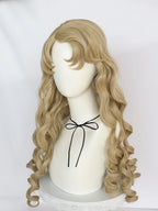 Synthetic 26inch Princess Curly Wavy Long Brown Sleeping Beauty Aurora Cosplay Wig for Halloween Christmas School