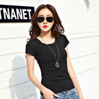 Minimalist V-Neck Cotton Tee - kawaii-inspired outfit in pastel colors - 32751193