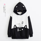 Kawaii Cat Hoodie with Fish Print & Ears - kawaii-inspired outfit in pastel colors - 81974965