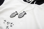 Kawaii Cat Hoodie with Fish Print & Ears - kawaii-inspired outfit in pastel colors - 48440551