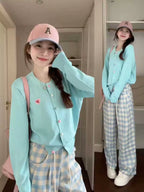 Light Blue Soft Girl Knit Cardigan - kawaii-inspired outfit in pastel colors - 44418679