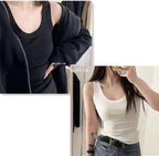 Modal Ribbed Scoop Neck Camisole Top - kawaii-inspired outfit in pastel colors - 10734225