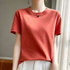 Mercerized Cotton Slim-Fit Women’s Tee - kawaii-inspired outfit in pastel colors - 98053478