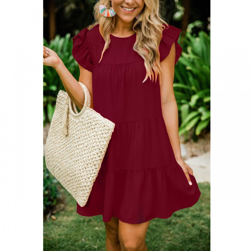 Ruffle Sleeve Tiered Soft Girl Dress