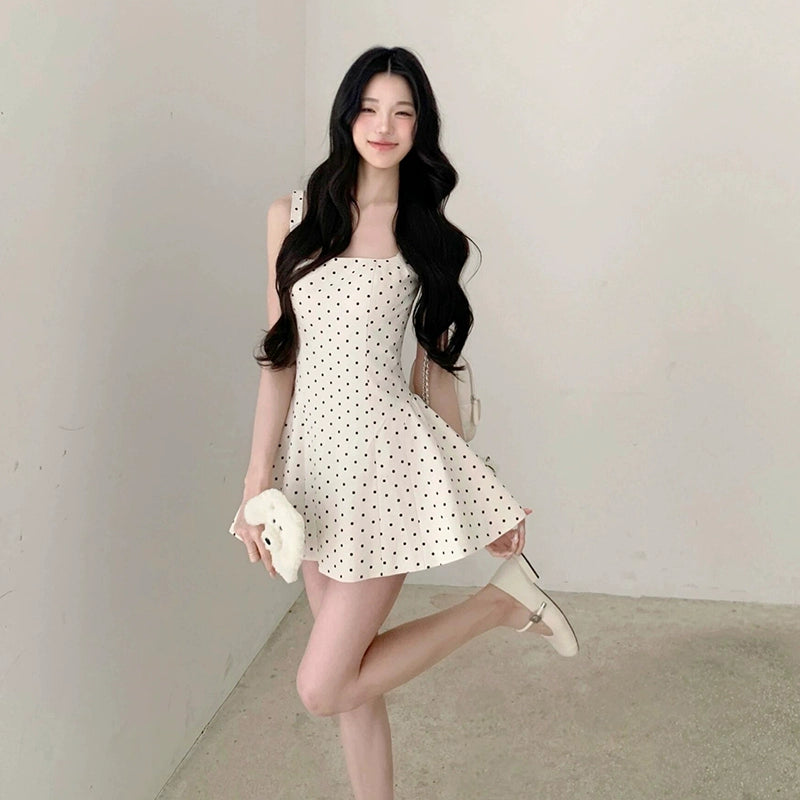 French First-Love Polka Dot Slip Dress