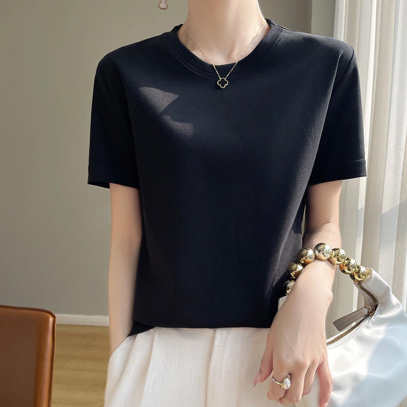 Mercerized Cotton Slim-Fit Women’s Tee - kawaii-inspired outfit in pastel colors - 8749176