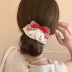 Sweet Gingham Ribbon & Lace Bow Hair Clip - kawaii-inspired outfit in pastel colors - 59744261
