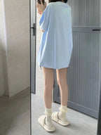 American Retro Oversized Letter Print T-Shirt - kawaii-inspired outfit in pastel colors - 79065322