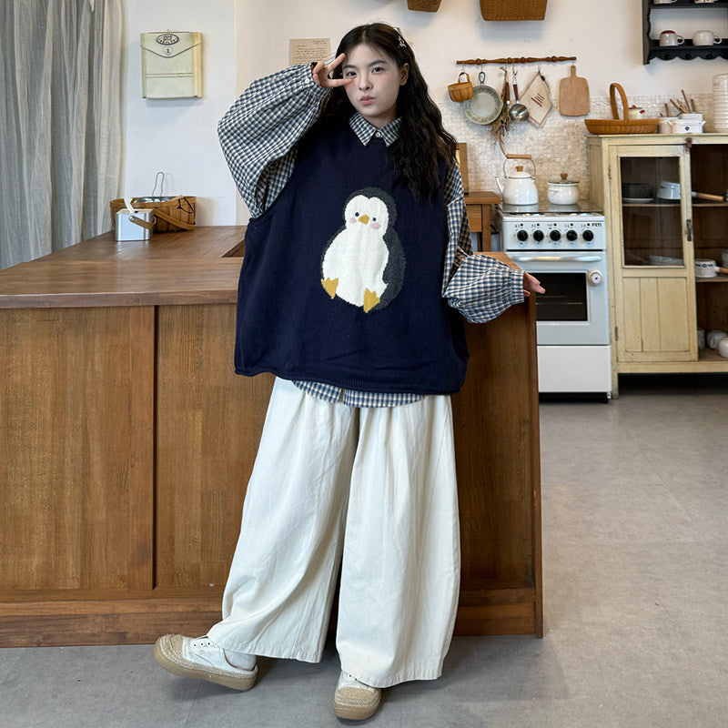 Japanese Cartoon Embroidery Knitted Vest