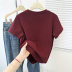 Cute Cartoon Shoulder Print Short Sleeve Tee - kawaii-inspired outfit in pastel colors - 72030321