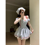 French Pastoral Square Neck Summer Dress - kawaii-inspired outfit in pastel colors - 24282800