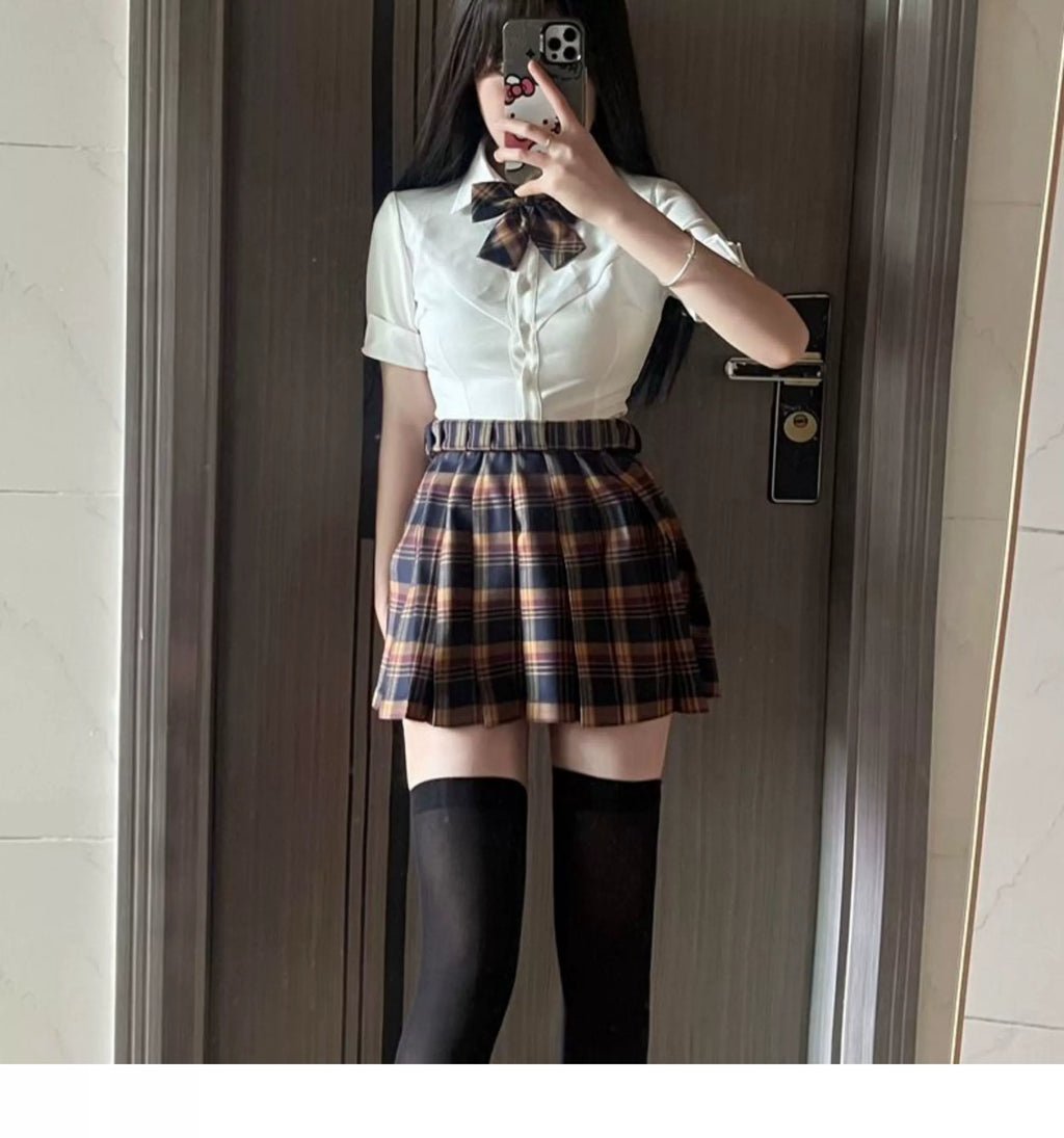 JK Waist Shirt & Pleated Skirt Set