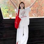 Cotton White Loose Graphic Dog T-Shirt - kawaii-inspired outfit in pastel colors - 67992755