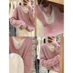 Japanese Sweet Faux Two-Piece Cardigan - kawaii-inspired outfit in pastel colors - 20109904