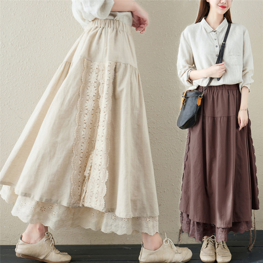 Japanese Natural Linen A-Line Skirt