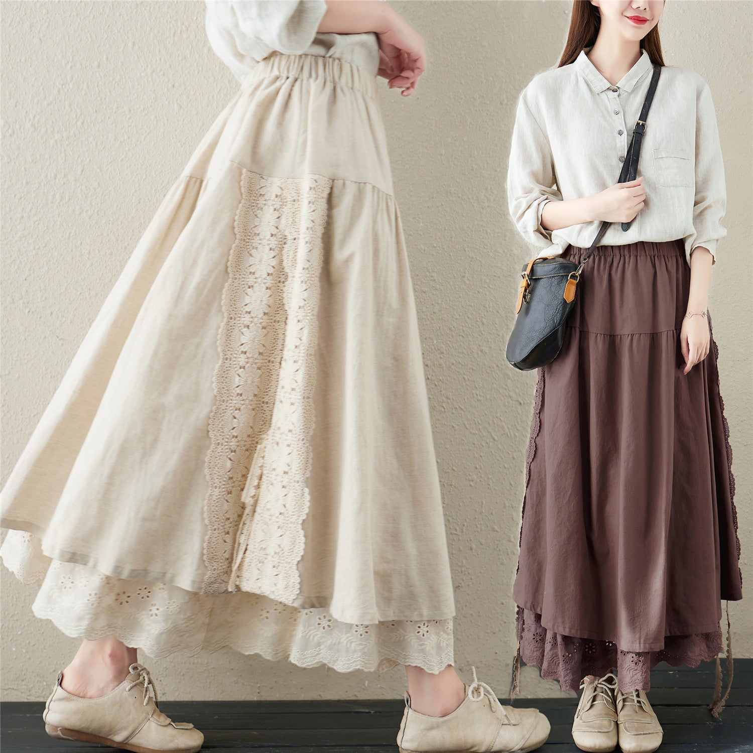 Japanese Natural Linen A-Line Skirt