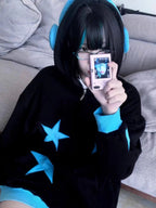 Star Patch Oversized Kawaii Hoodie - kawaii-inspired outfit in pastel colors - 31845551