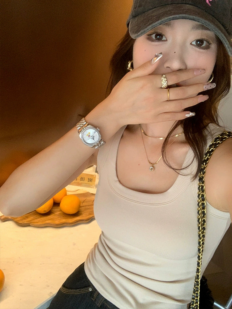 Summer Plus-Size Stretch Ribbed Camisole