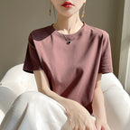 Mercerized Cotton Slim-Fit Women’s Tee - kawaii-inspired outfit in pastel colors - 73474925