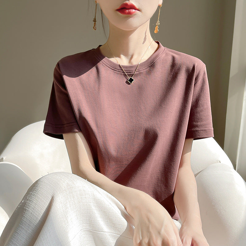 Mercerized Cotton Slim-Fit Women’s Tee - kawaii-inspired outfit in pastel colors - 73474925