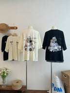 Ribbon Print Oversized Tee - kawaii-inspired outfit in pastel colors - 93417704