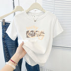 Cute Cartoon Shoulder Print Short Sleeve Tee - kawaii-inspired outfit in pastel colors - 64335817