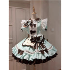 Mint Chocolate Sweet Maid Lolita Dress Set - kawaii-inspired outfit in pastel colors - 71992857