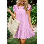 Ruffle Sleeve Tiered Soft Girl Dress - kawaii-inspired outfit in pastel colors - 67039080
