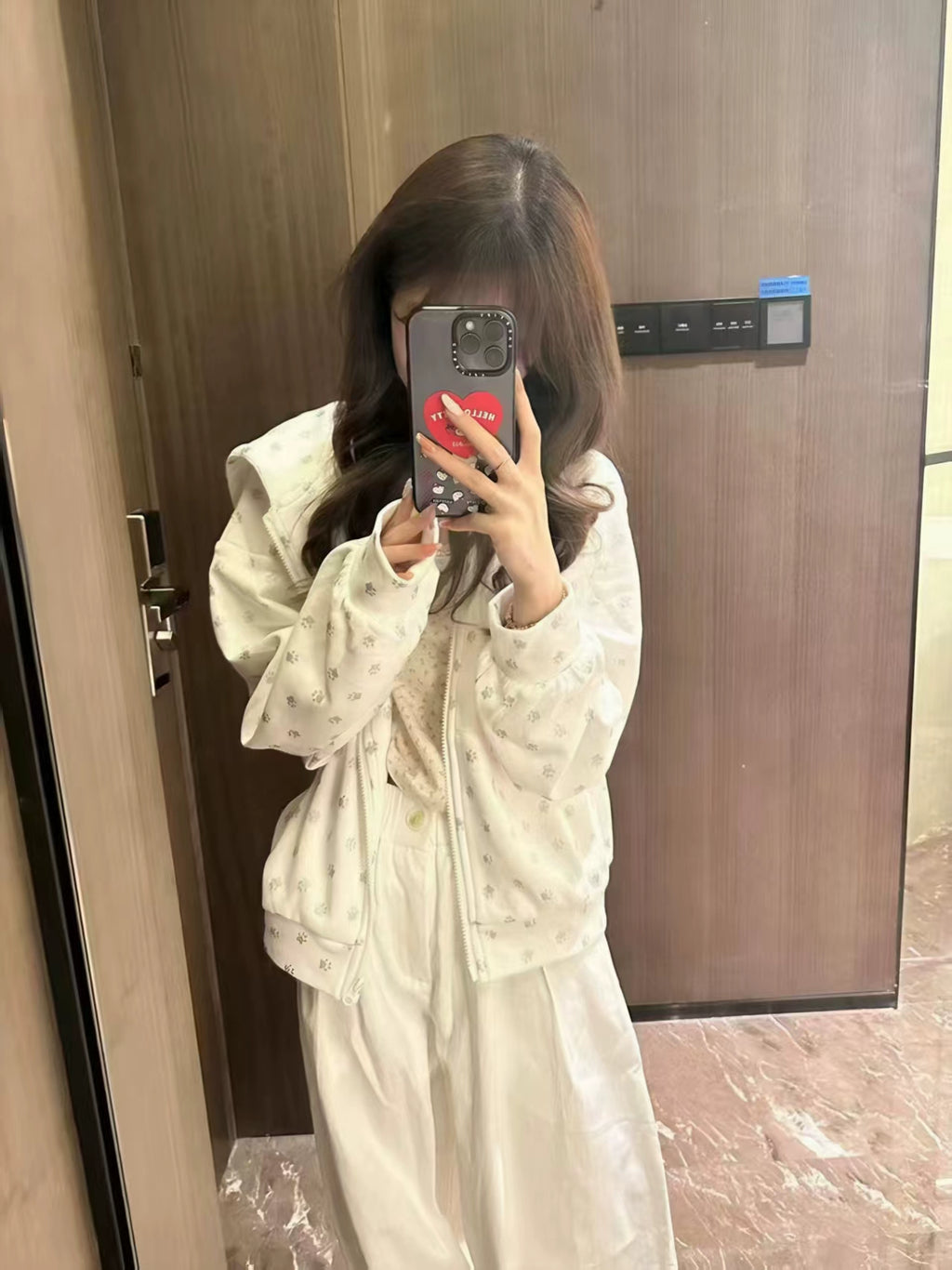 Cute Kitten-Ear Paw-Print Zip Hoodie