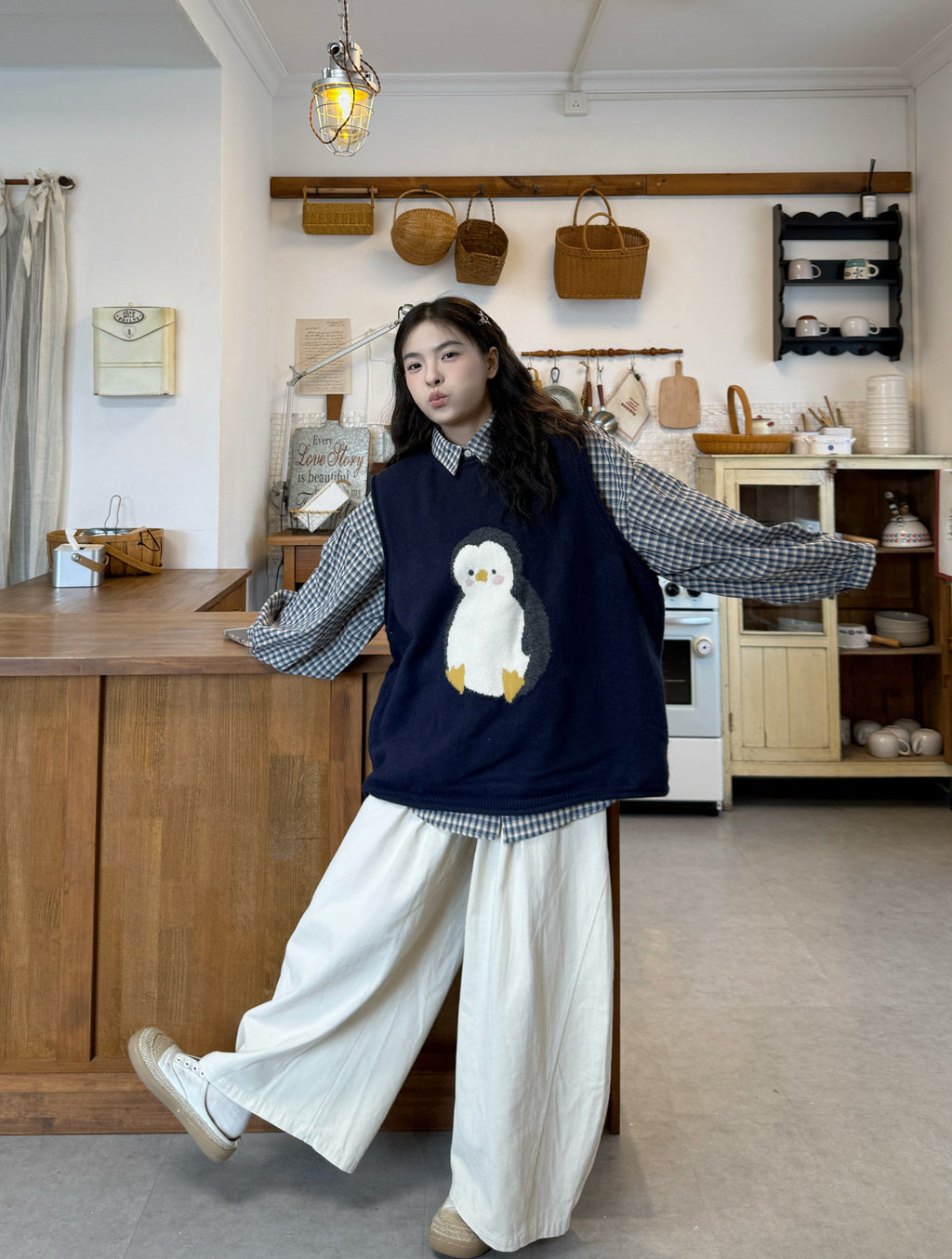 Japanese Cartoon Embroidery Knitted Vest