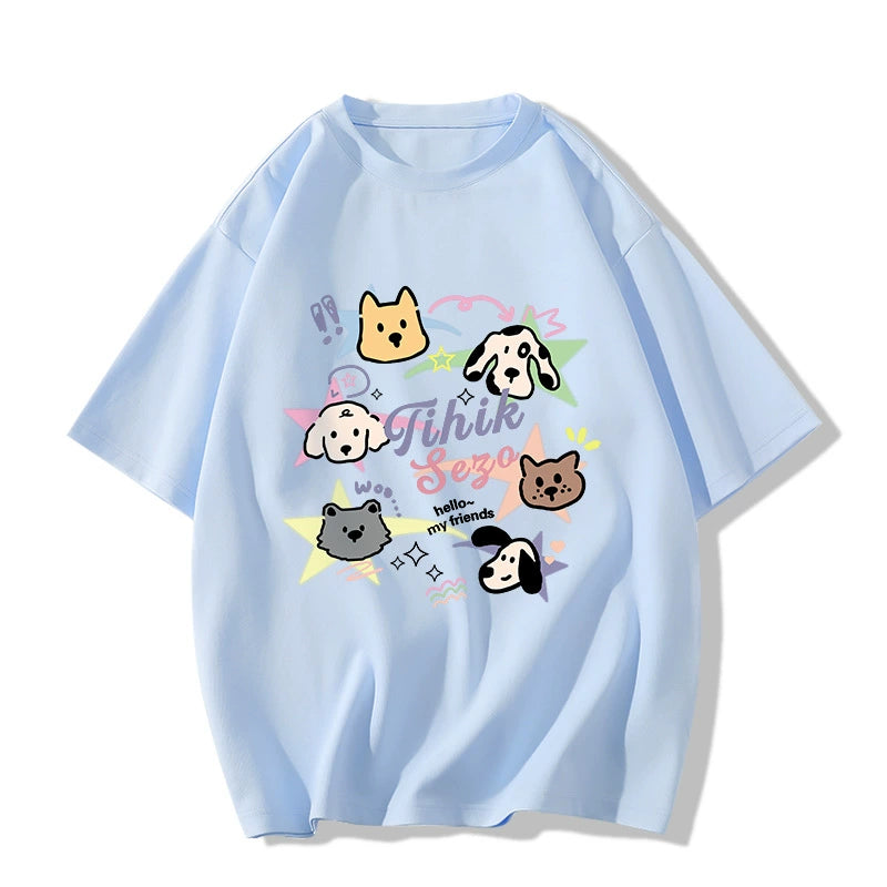 Creamy Cartoon Dog Graphic Tee