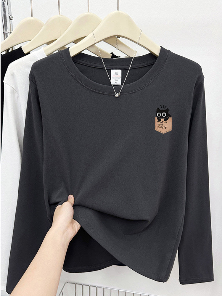 Cute Cat Print Korean Short Sleeve T-Shirt