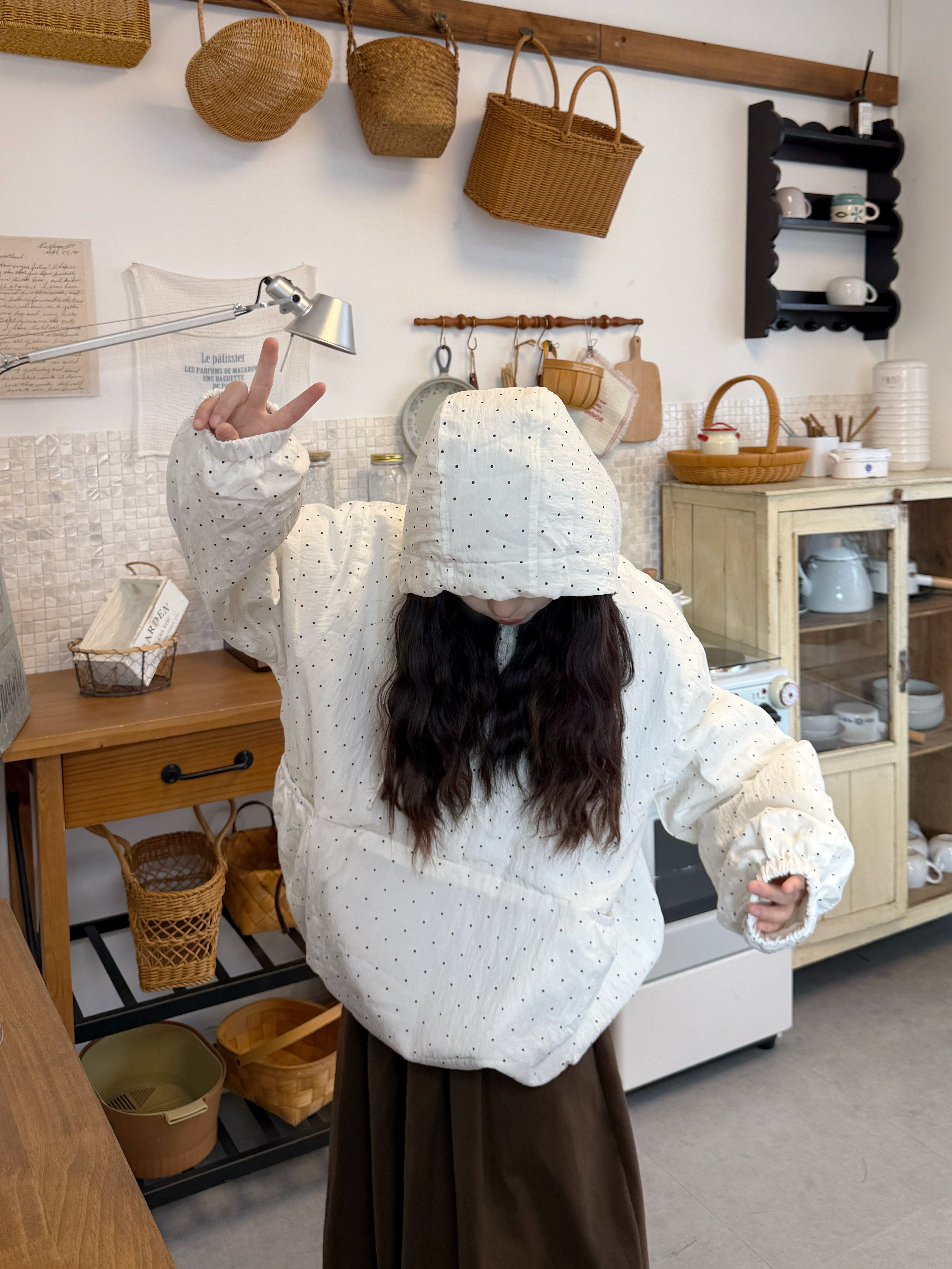 Japanese Vintage Polka Dot Hoodie & Pants Set