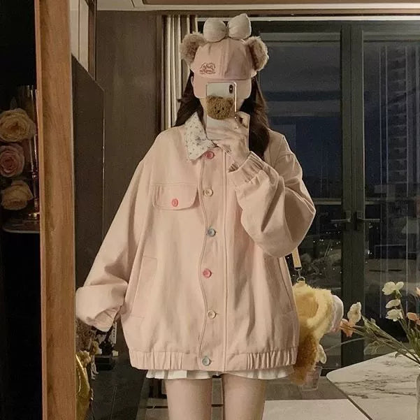 Dopamine Sweet Floral-Lapel Jacket