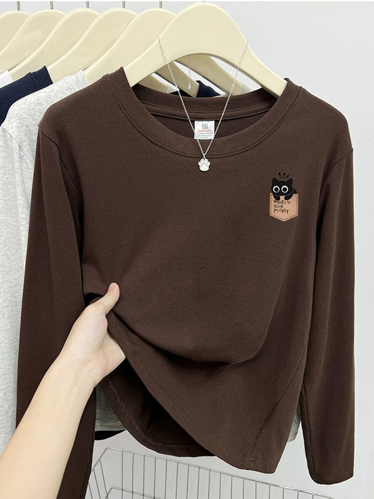 Cute Cat Print Korean Short Sleeve T-Shirt