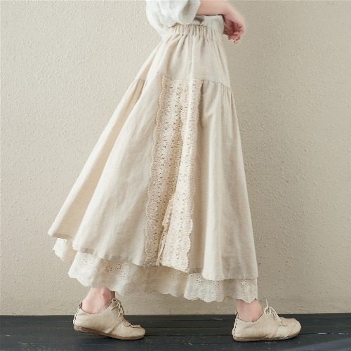 Japanese Natural Linen A-Line Skirt