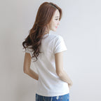 Minimalist V-Neck Cotton Tee - kawaii-inspired outfit in pastel colors - 79596304