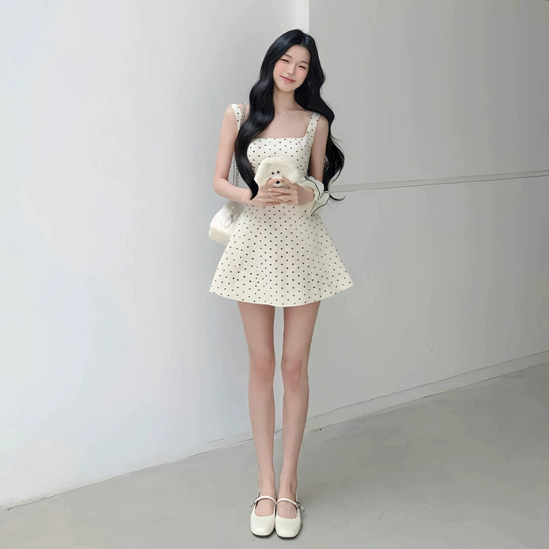 French First-Love Polka Dot Slip Dress