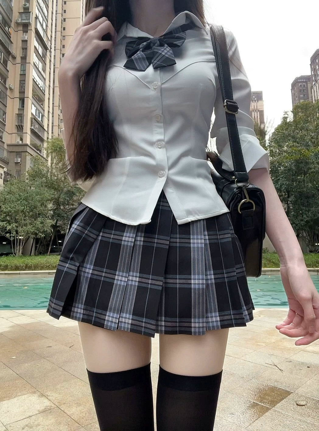 JK Waist Shirt & Pleated Skirt Set