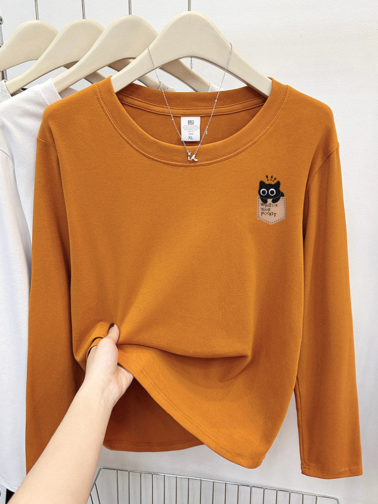 Cute Cat Print Korean Short Sleeve T-Shirt