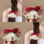 Sweet Gingham Ribbon & Lace Bow Hair Clip - kawaii-inspired outfit in pastel colors - 92727644
