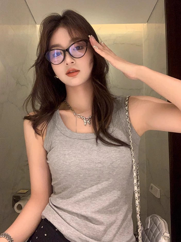 Summer Plus-Size Stretch Ribbed Camisole