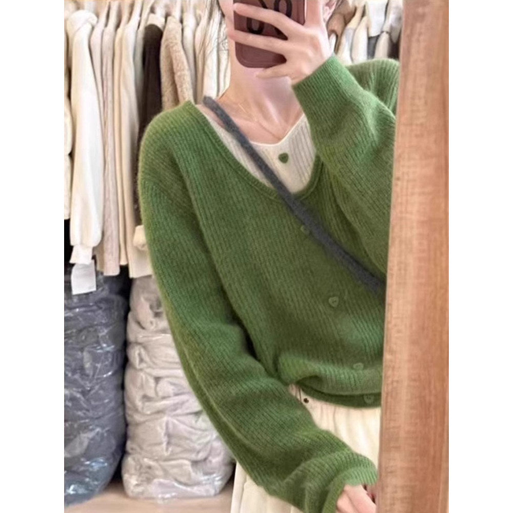 Japanese Sweet Faux Two-Piece Cardigan - kawaii-inspired outfit in pastel colors - 95249730