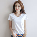 Minimalist V-Neck Cotton Tee - kawaii-inspired outfit in pastel colors - 77723270
