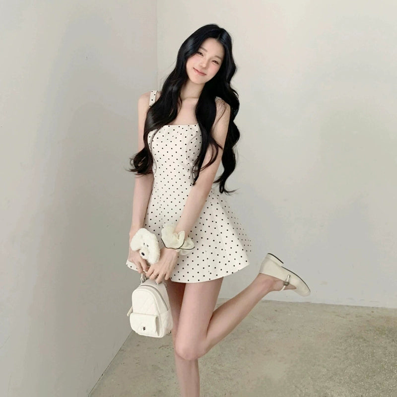 French First-Love Polka Dot Slip Dress