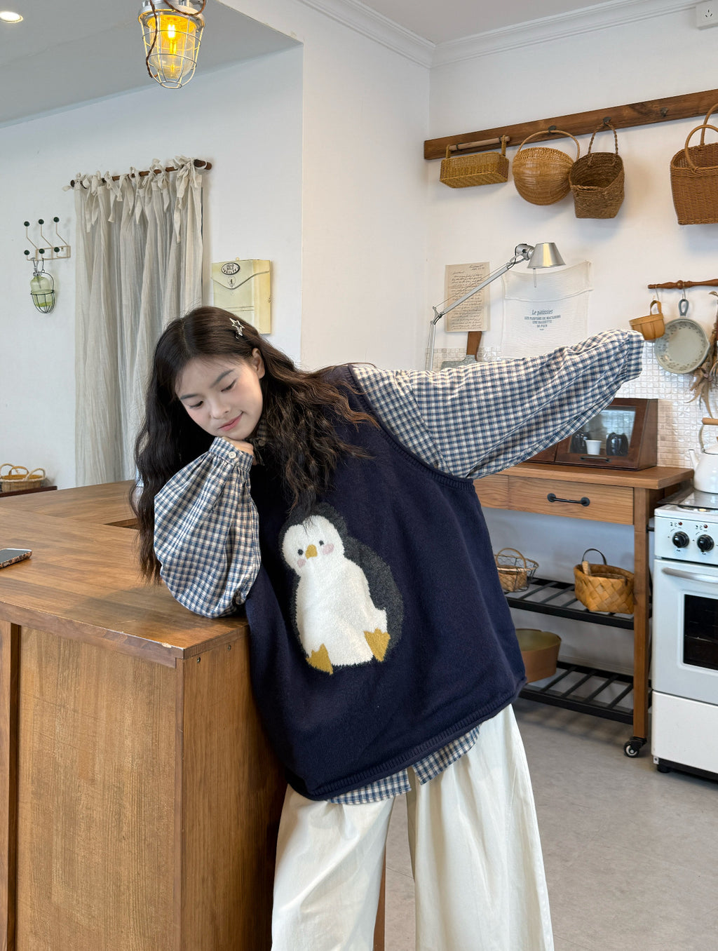 Japanese Cartoon Embroidery Knitted Vest