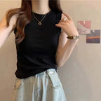 Modal Wide-Shoulder Slim Vest - kawaii-inspired outfit in pastel colors - 69005358