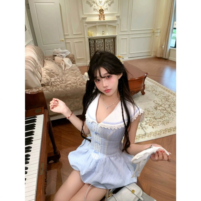 Ice-Cream Sweet Navy-Collar Mini Dress
